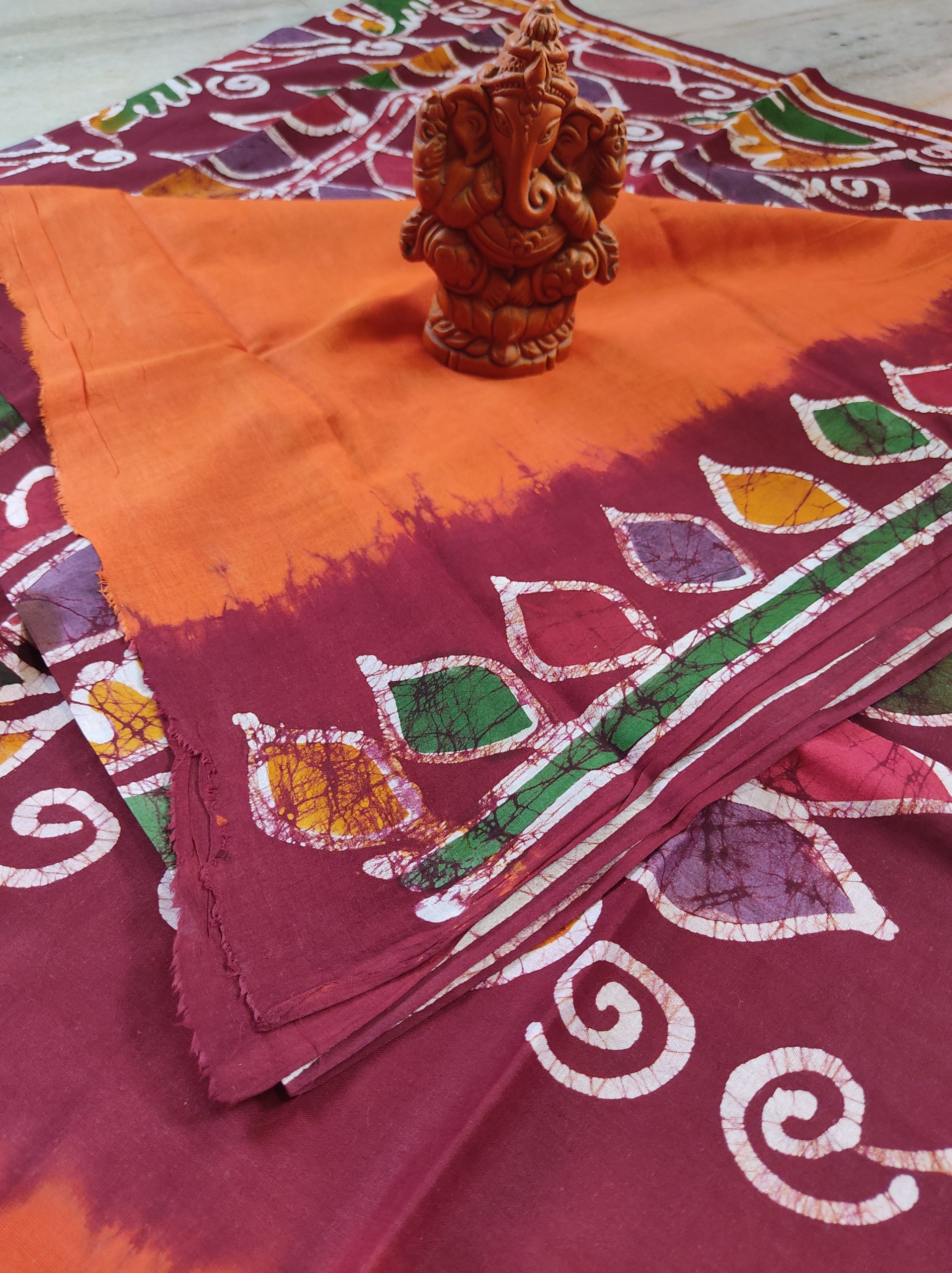 Pure Mul Cotton saree with Hand batick work HSN CODE: 5208 | KhantiBangali