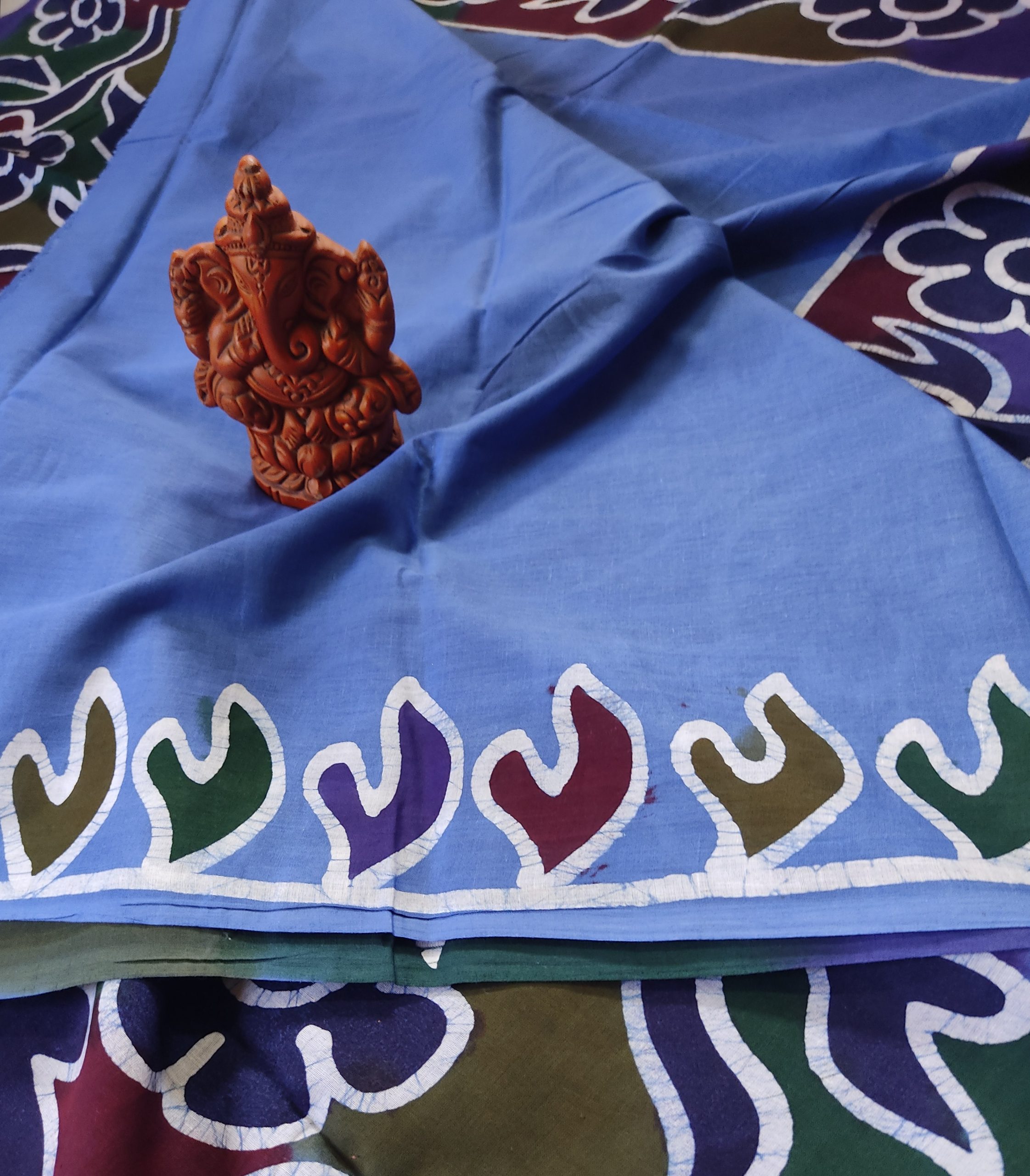 Pure Mul Cotton saree with hand batick work HSN CODE: 5208 | KhantiBangali