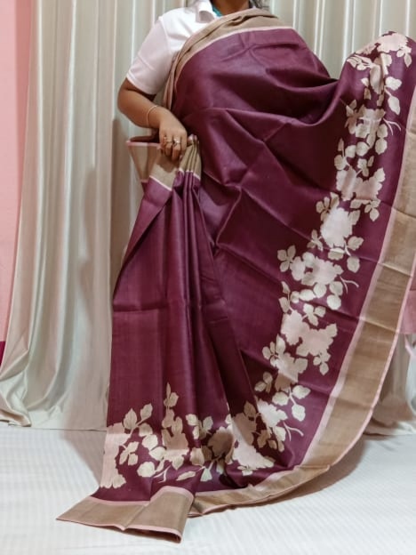 Jacquard Silk Sarees Wine Colour, casual wear
